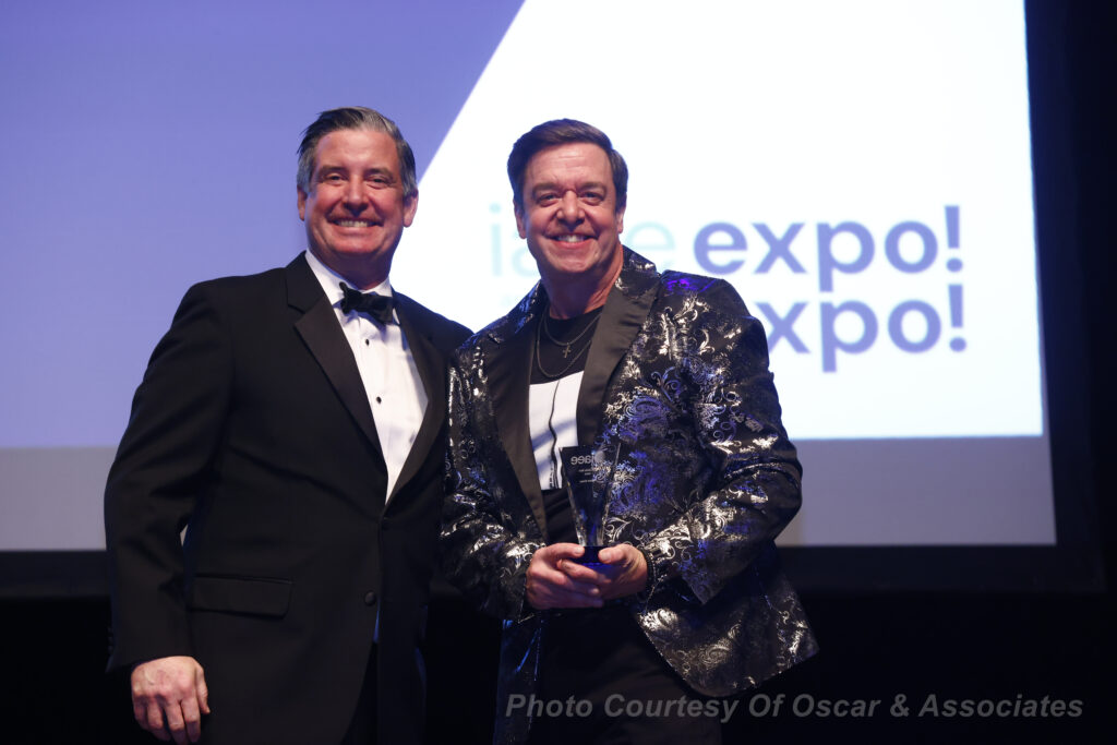 2024 IAEE Awards Committee Chairperson Bob O’Connell presents Brendon Winters the IAEE Chapter Merit Award at the ceremony held during Expo! Expo! IAEE’s Annual Meeting & Exhibition 2024 in Los Angeles, CA.